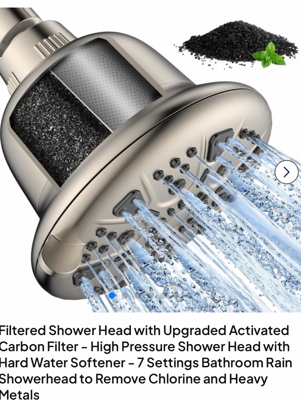 High-Pressure Filtered Shower Head with Activated Carbon – Brushed Nickel Finish